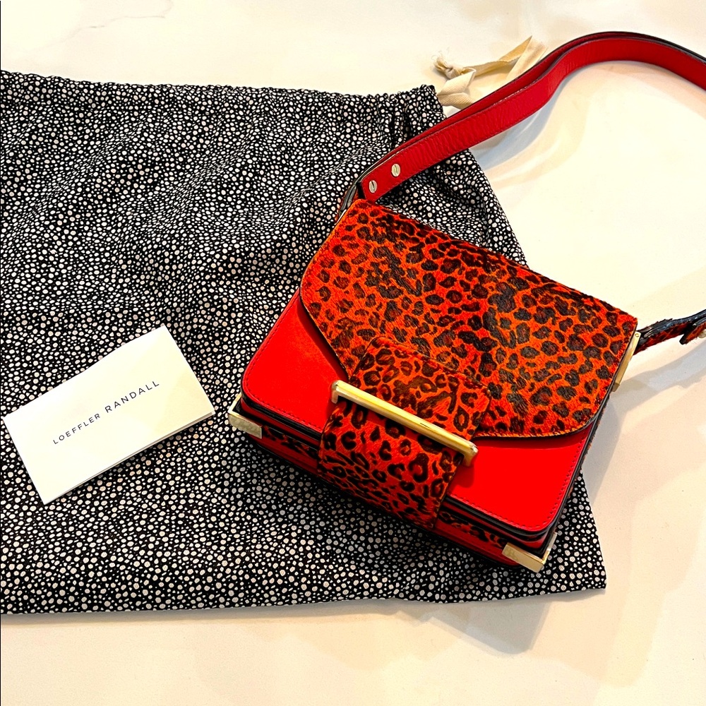 Loeffler Randall Red and Leopard Mini Shoulder Bag